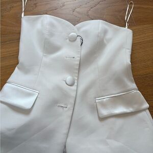 Zara White Strapless Buttoned Top